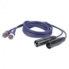 DAP-Audio FL26 - 2 RCA Male L/R > 2 XLR/M 3 p. 1.5m линейный / инструментальный кабель с разъёмами RCA M / XLR 3-pin M